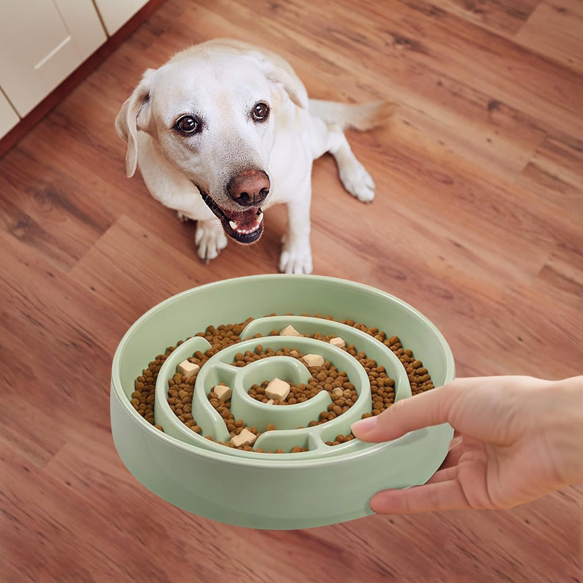 Ceramic Slow Feeder Dog Bowl (Green)