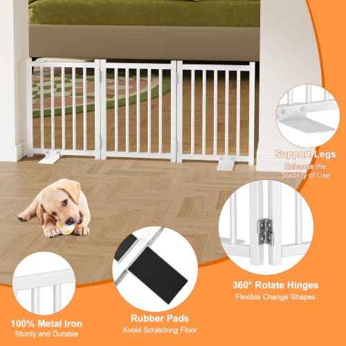 Short Dog Gate Indoor (White / 3 Panel-16''H, Up to 37’’ W)