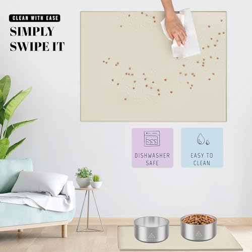 23x16 Waterproof Silicone Dog Food Mat (Sand Beige / 23" x 16")