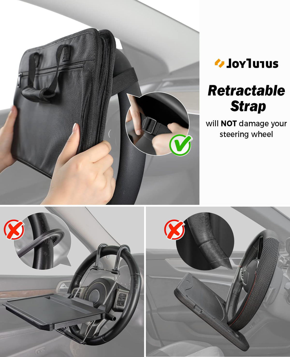 3 in 1 Steering Wheel Eating Tray Upgraded (Black / Small)