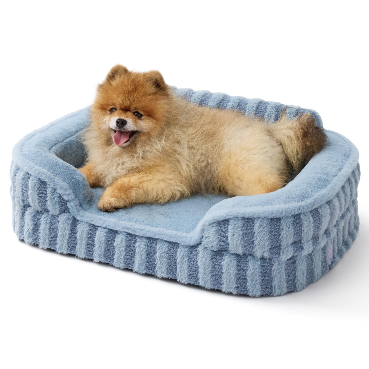 Cute Cozy High Back Orthopedic Small Dog Bed with Sides (24.0"l X 18.0"w X 6.0"th / Blue)