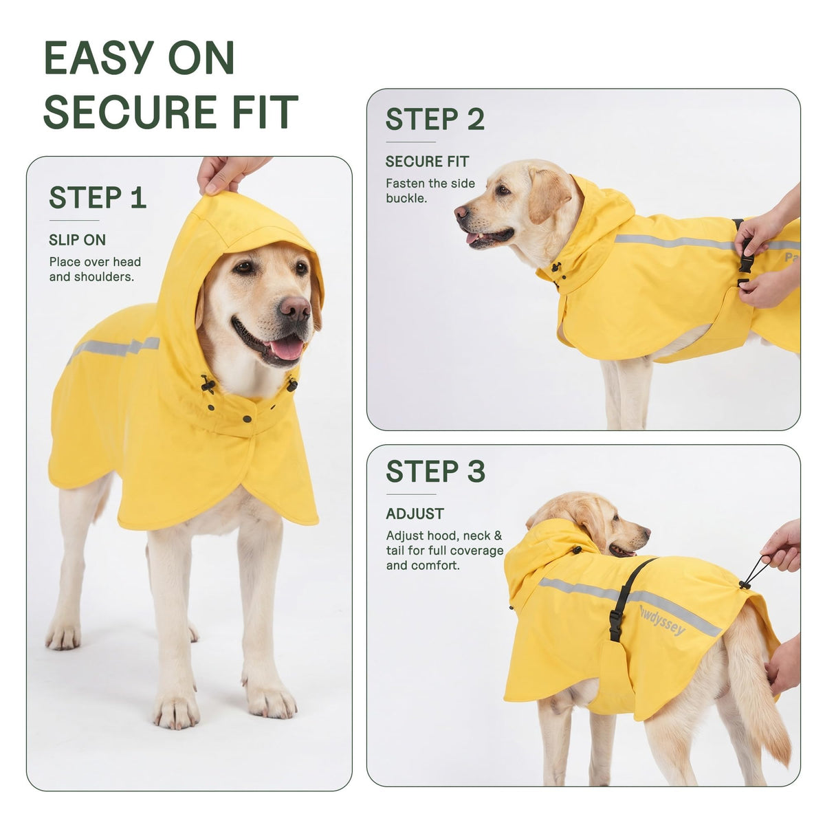 Stretch Fabric Dog Raincoat with Hood (Bright Yellow / Medium)