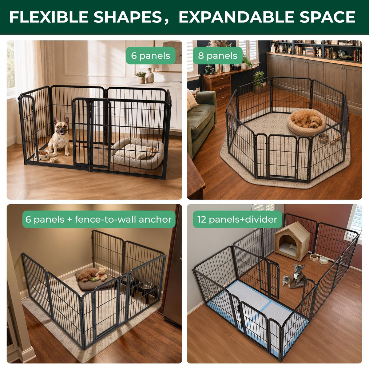 Homeplus Indoor Dog Playpen (Black / 24"H)
