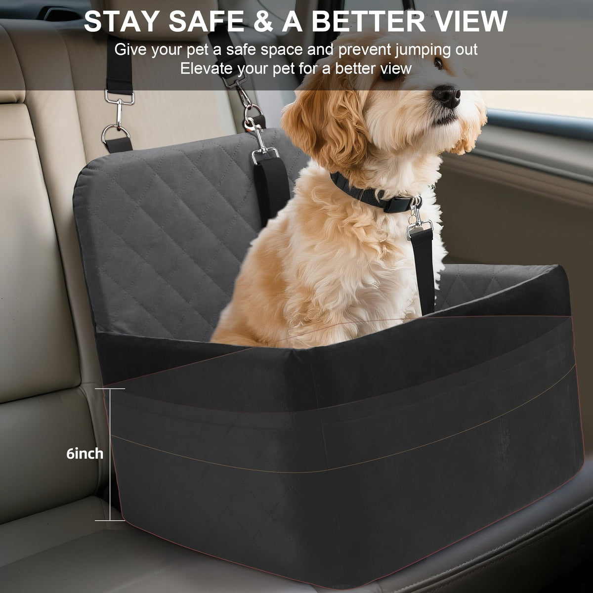 Dog Car Seat for Small (grey+black)