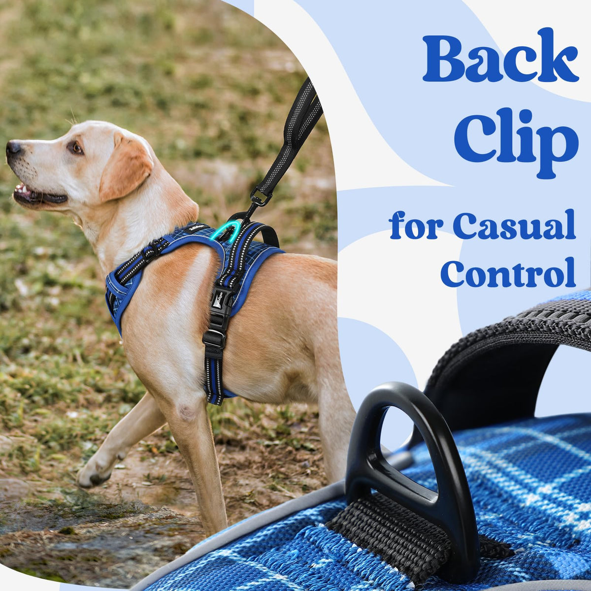 Dog Harness for Large (Blue Plaid / Large)