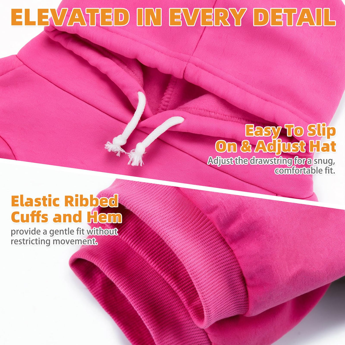 Dog Hoodie for Large Medium Small Dogs (Deep Pink / X-Large/XX-Large)