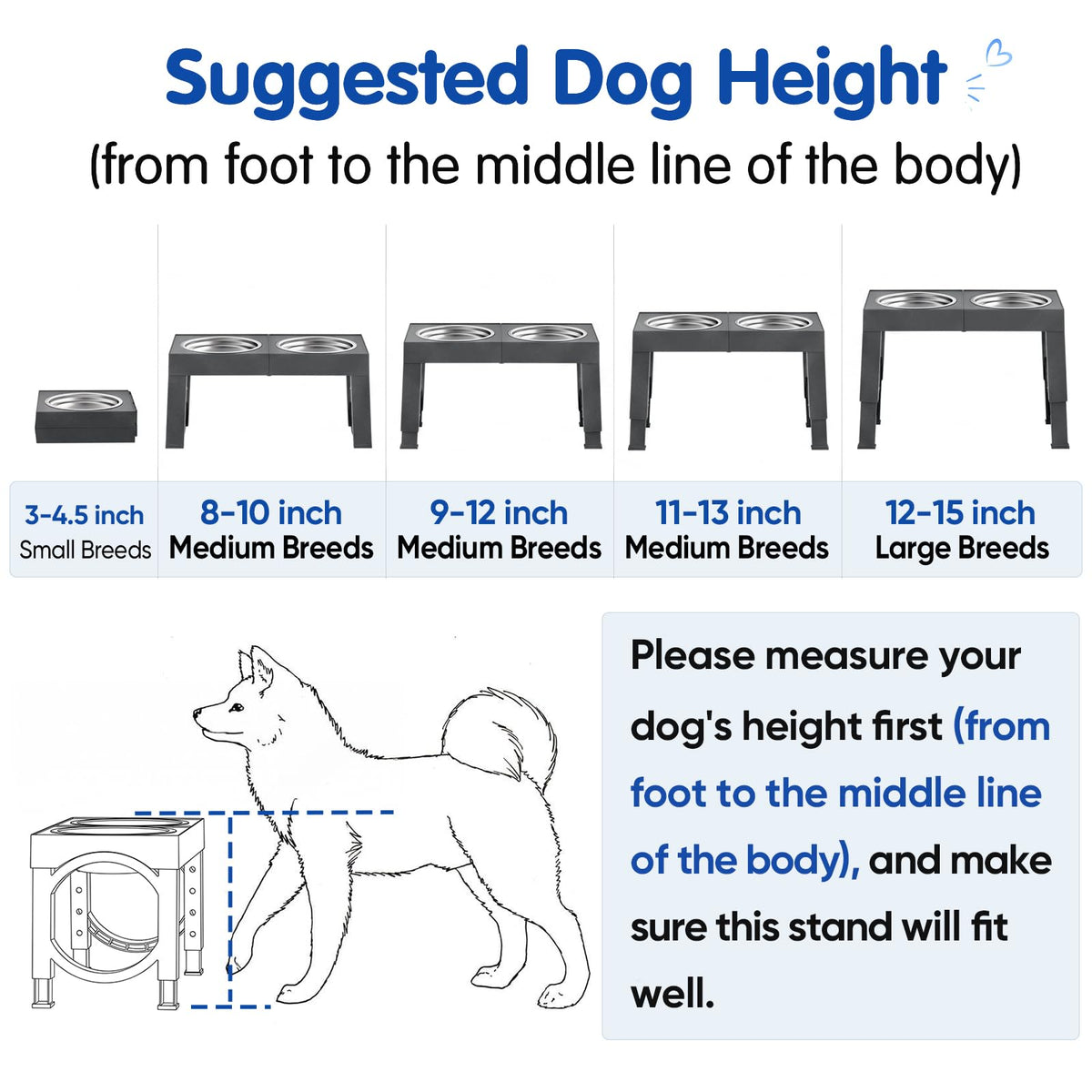 Elevated Dog Bowls Large Breed Raised Dogs Bowl Stand Large (D-Grey)