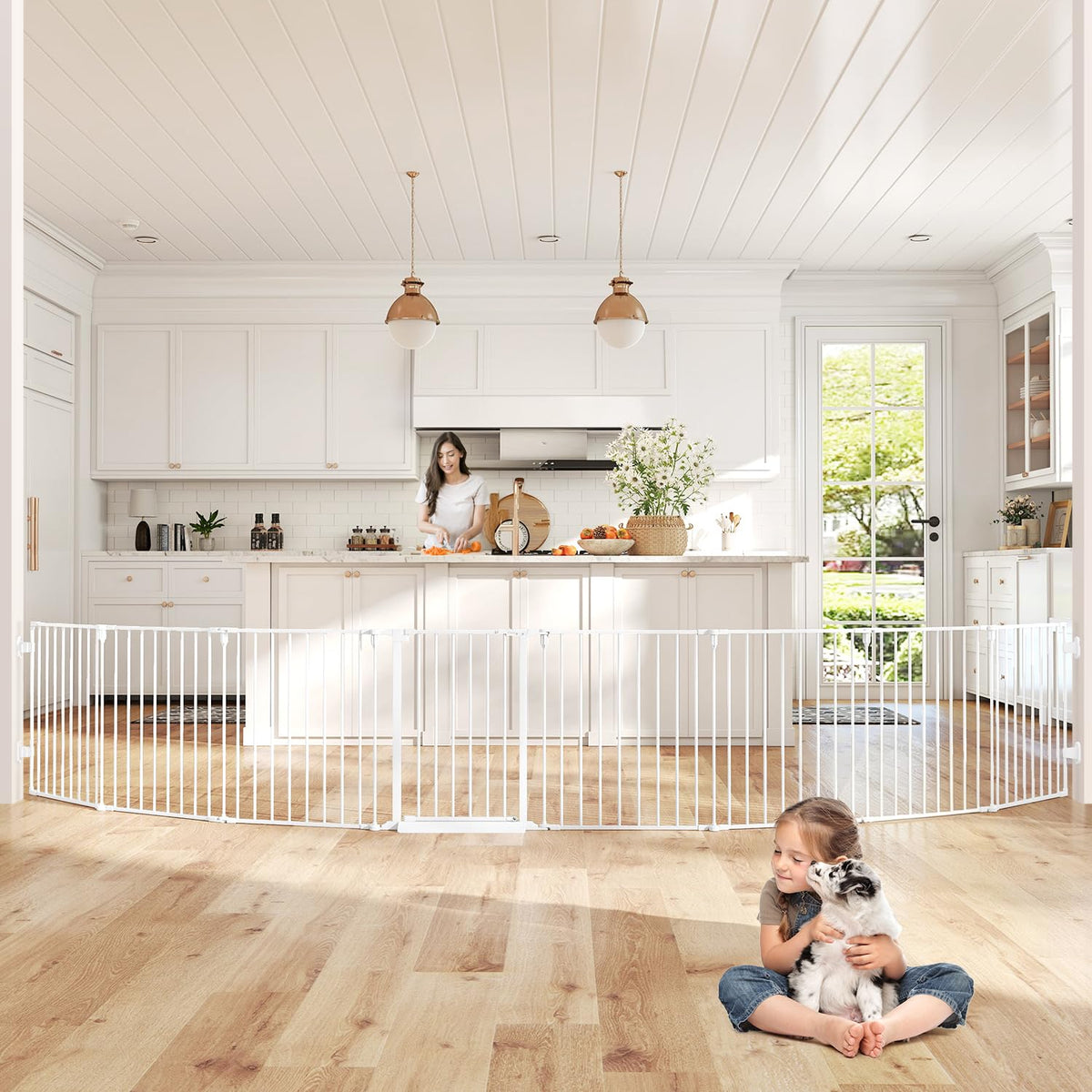 190" Extra Wide Baby Gate Playpen (White / 190" Wide)