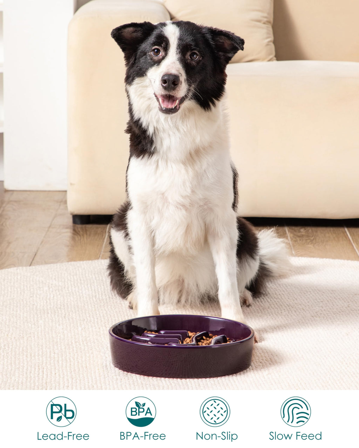 Slow Feeder Dog Bowl (Dark Purple / 3 Cups)