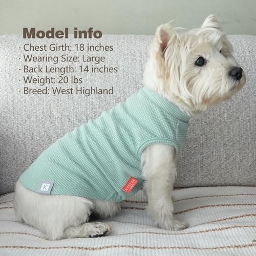 2Pack Waffle Dog Shirt for Small Medium Dogs Striped Dog Sweater (X-Large (19-27lbs) / 2Pack(Green+Striped))