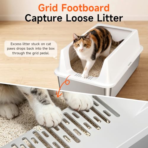 2 Pack XL Stainless Steel Litter Box with High Sides for Large Cat (Gray-2Pack)
