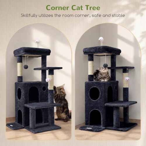 Cat Tree Tower for Indoor Cats Large Adult (Dark Grey / XL)