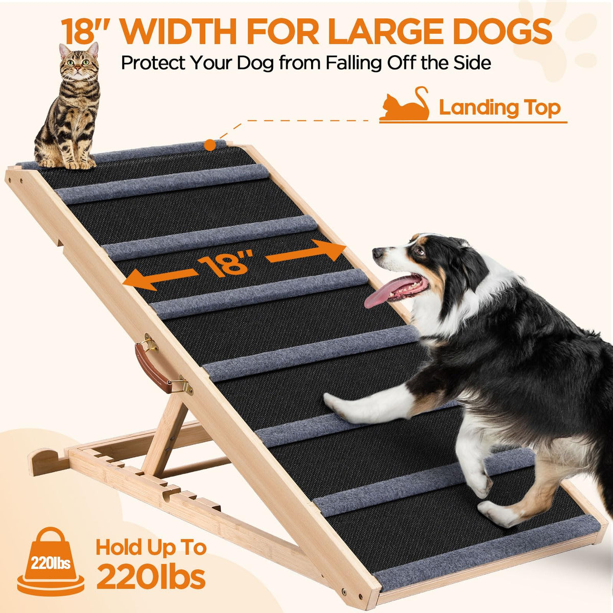 Dog Ramp for Bed (Black / Extra Large)
