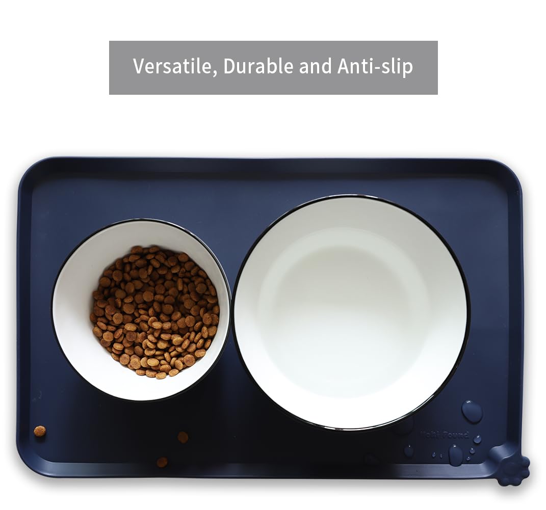 Silicone Pet Food Mats Tray (19" x 12" / French Navy)