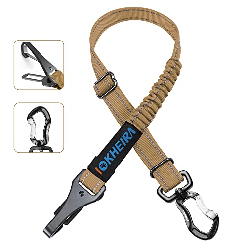 Dog Seatbelt Universal Reflective Bungee Dog Car Harness with Hook Latch & Seatbelt Buckle (Green)