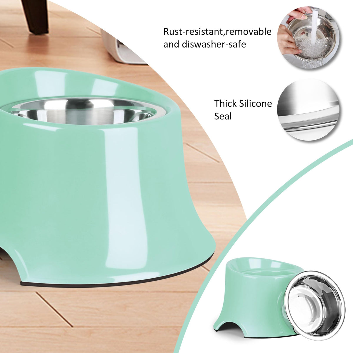 Tilted Elevated Dog Bowls Non (M/2 Cup / Green)