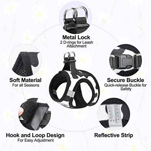 Small Dog Harness and Leash Set (Small(Chest Girth 14.5" - 16") / Black White)
