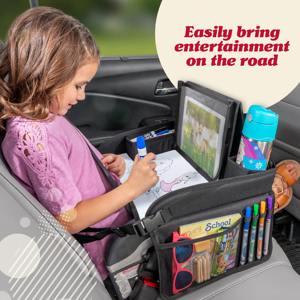 Kids Travel Tray for Car (Purple Unicorns)