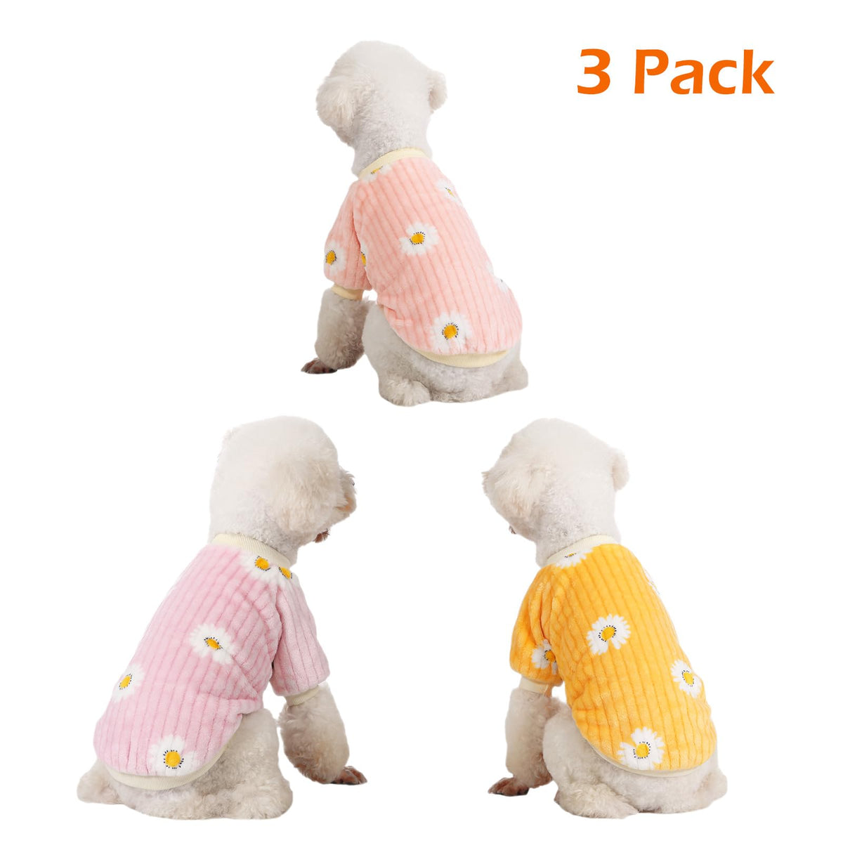 3 Pack Dog Sweaters (XX-Small / Dy Pink+Dy Purple+Dy Yellow)
