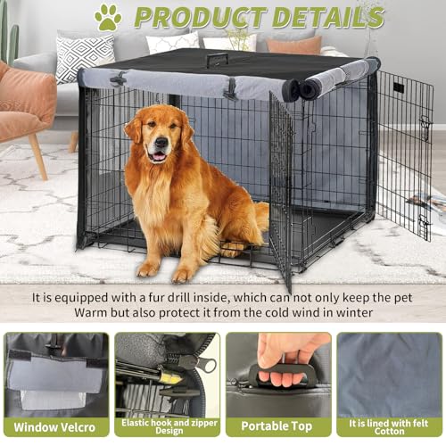 Dog Crate Cover 42 Inch Built (Black / 42"x 28" x 30")