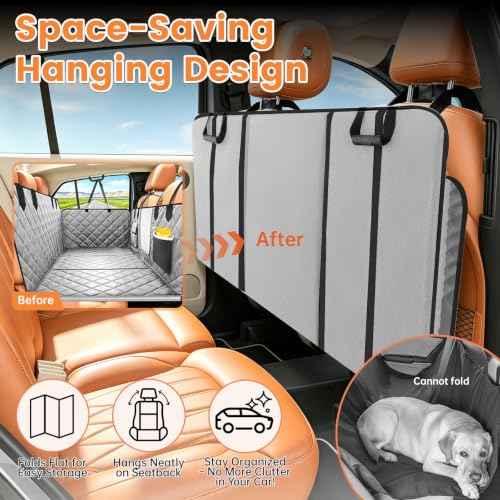 Hard Bottom Car Seat Cover for Dog (Upgraded Gray / For Car/SUV/Small Truck)
