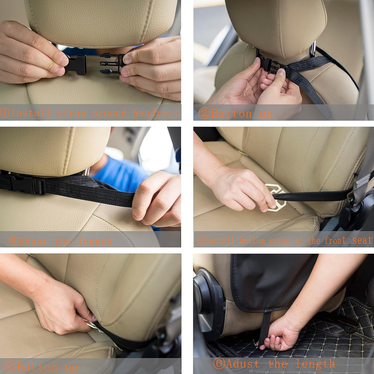 Premium PU Leather Backseat Seat Organizer with Foldable Table (1 Pack / Black)