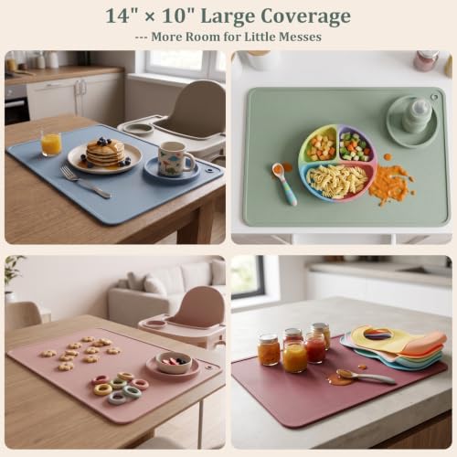 Silicone Baby Placemats for Kids (Purple Pink)