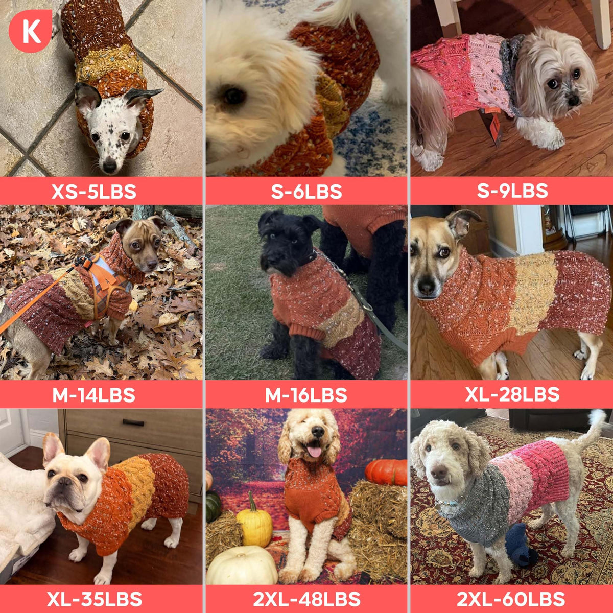 Color Block Dog Sweater for Small Medium Dog Turtleneck Thermal Knit (X-Large / 07# Blue)