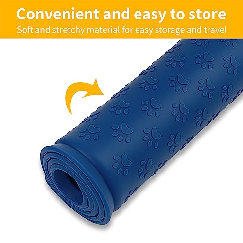 Pet Placemat for Dog and Cat (11.8"L x 11.8"W / Navy Blue)