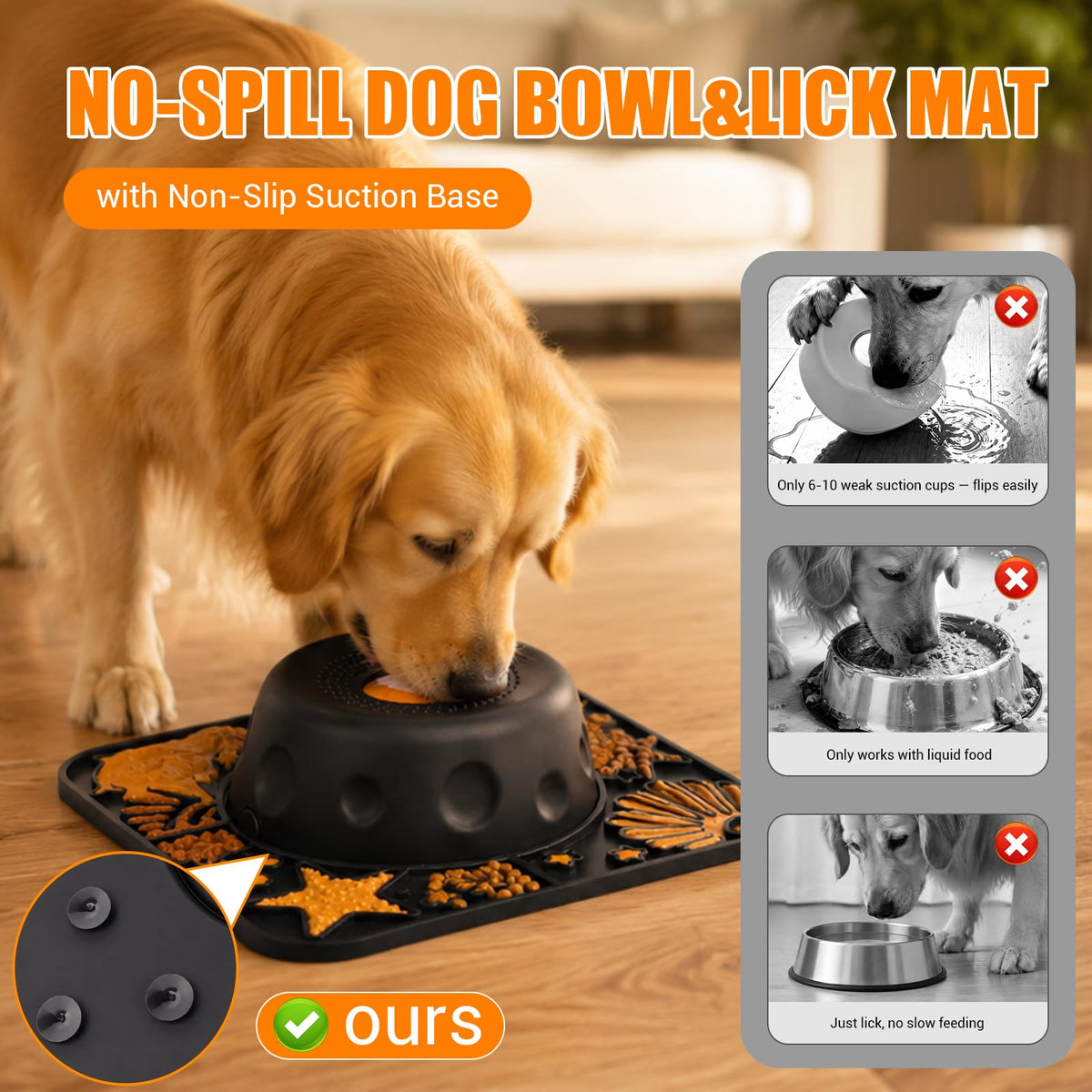 Large Dog Lick Bowl with Rolling Ball (Black)
