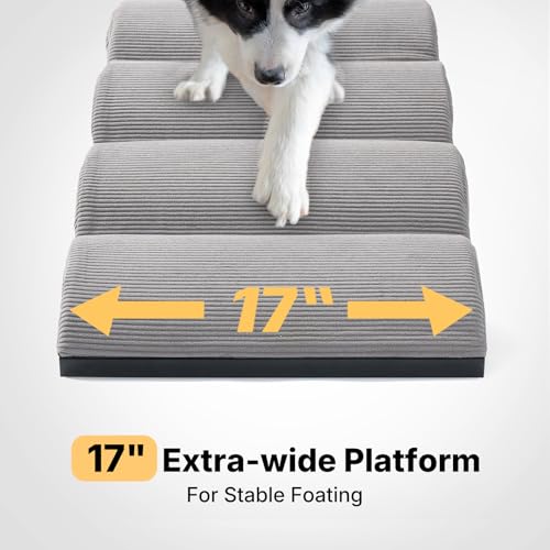 Dog Ramp for Bed Couch Small Large Dogs (Light Gray / M-up to 23"H)