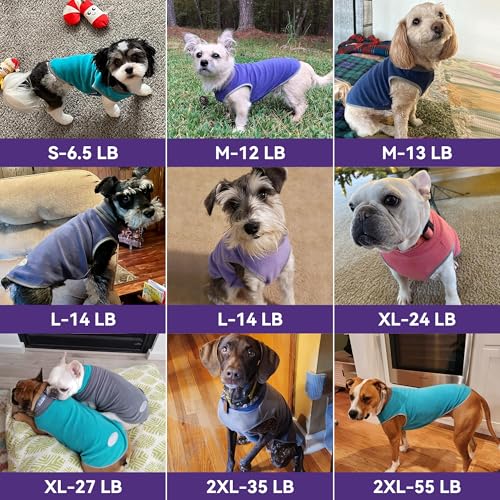2 Pack Fleece Dog Sweater Pullover Lightweight Reflective Jacket (Small / Red & Red Stripes)