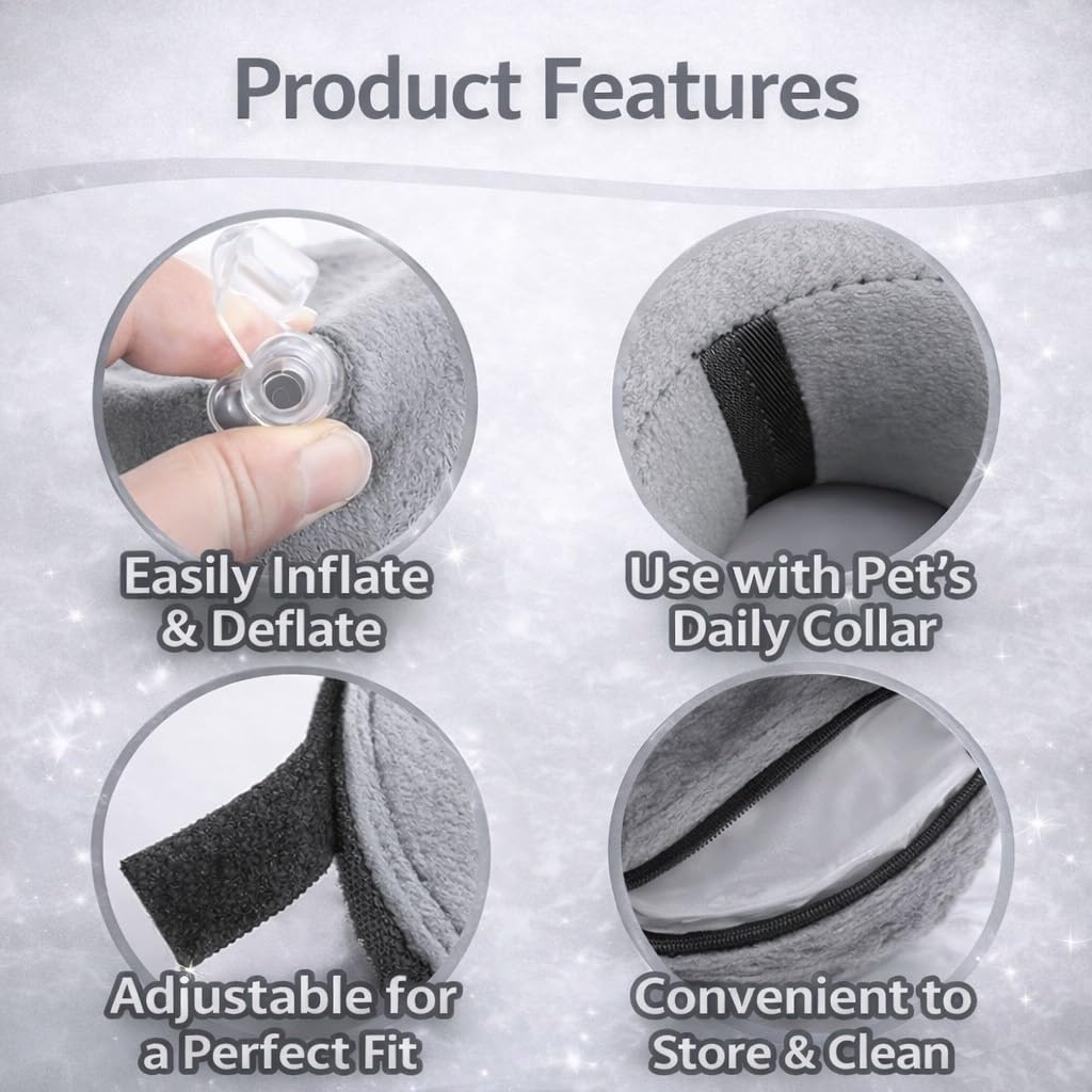 Inflatable Dog Cone Collar Alternative (Grey / L [18"-24"])