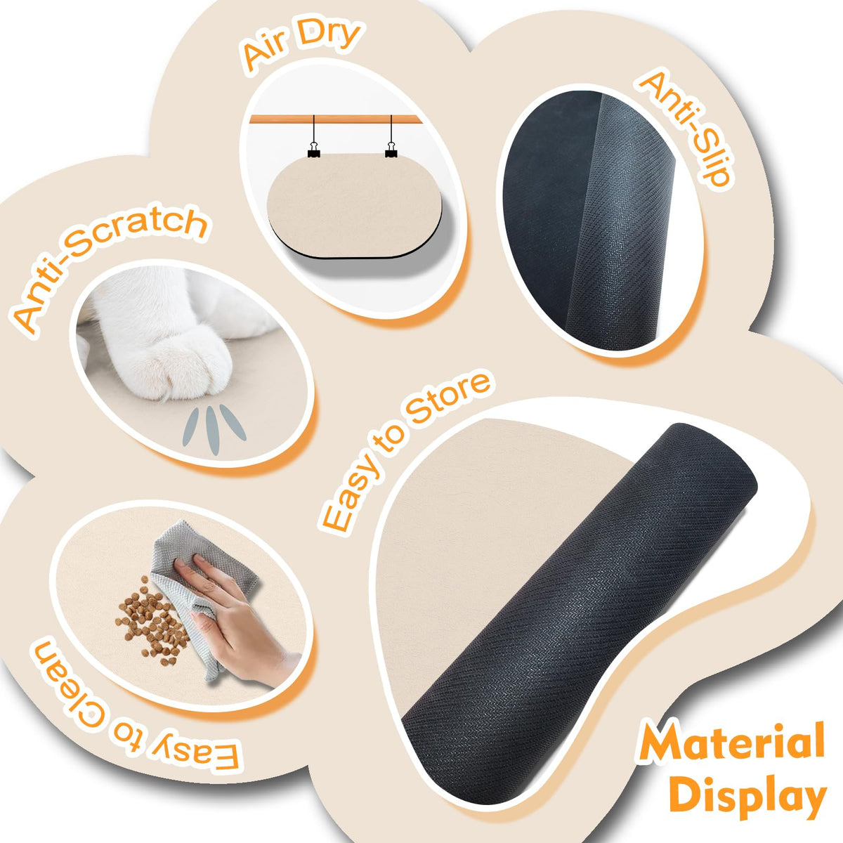 Dog Feeding Mat 24''x16'' (24''x16'' / Beige)