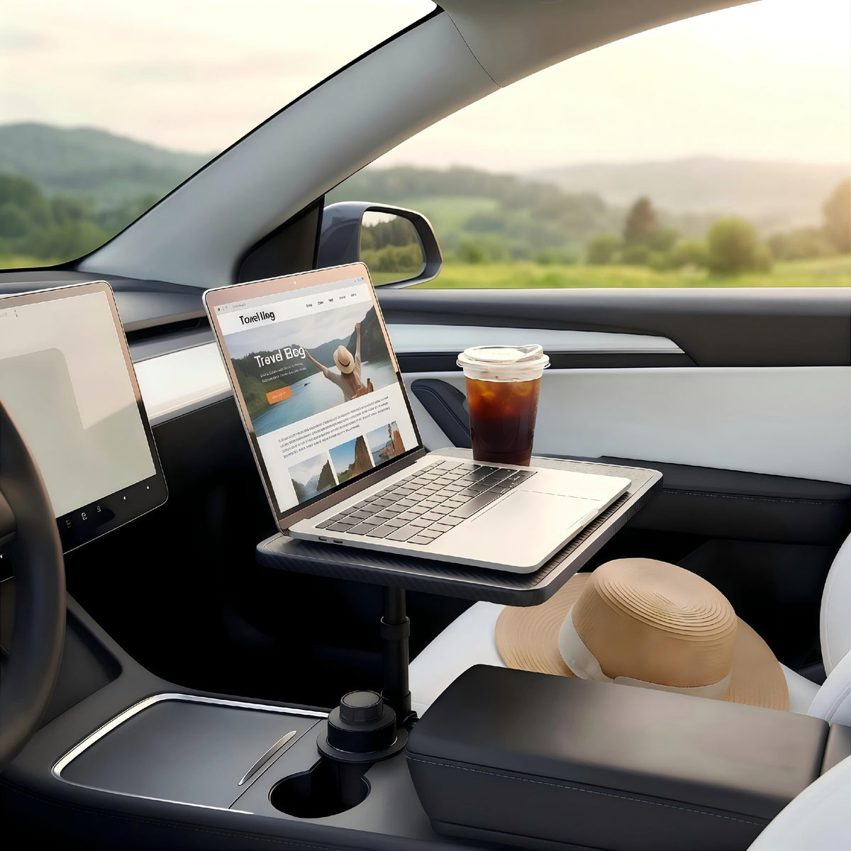 Car Desk for Laptop (carbon fiber color)