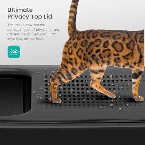 XL Stainless Steel Cat Litter Box with Lid (V-Black)