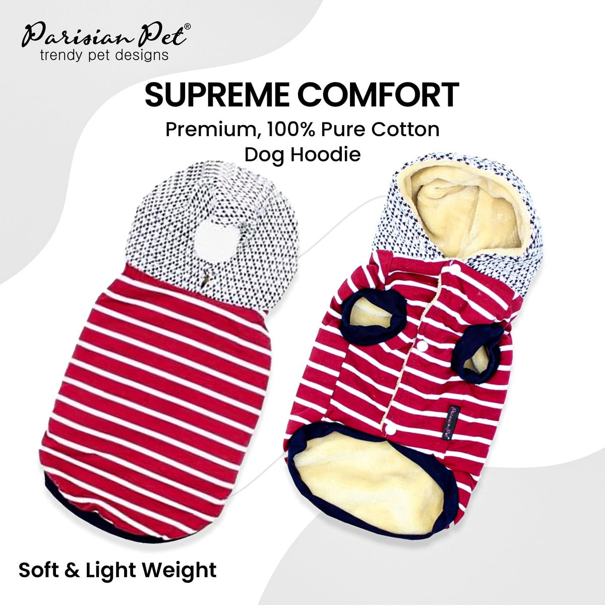 Basic Dog Hoodie (2XL / Striped Pom Pom Hoodie Red)