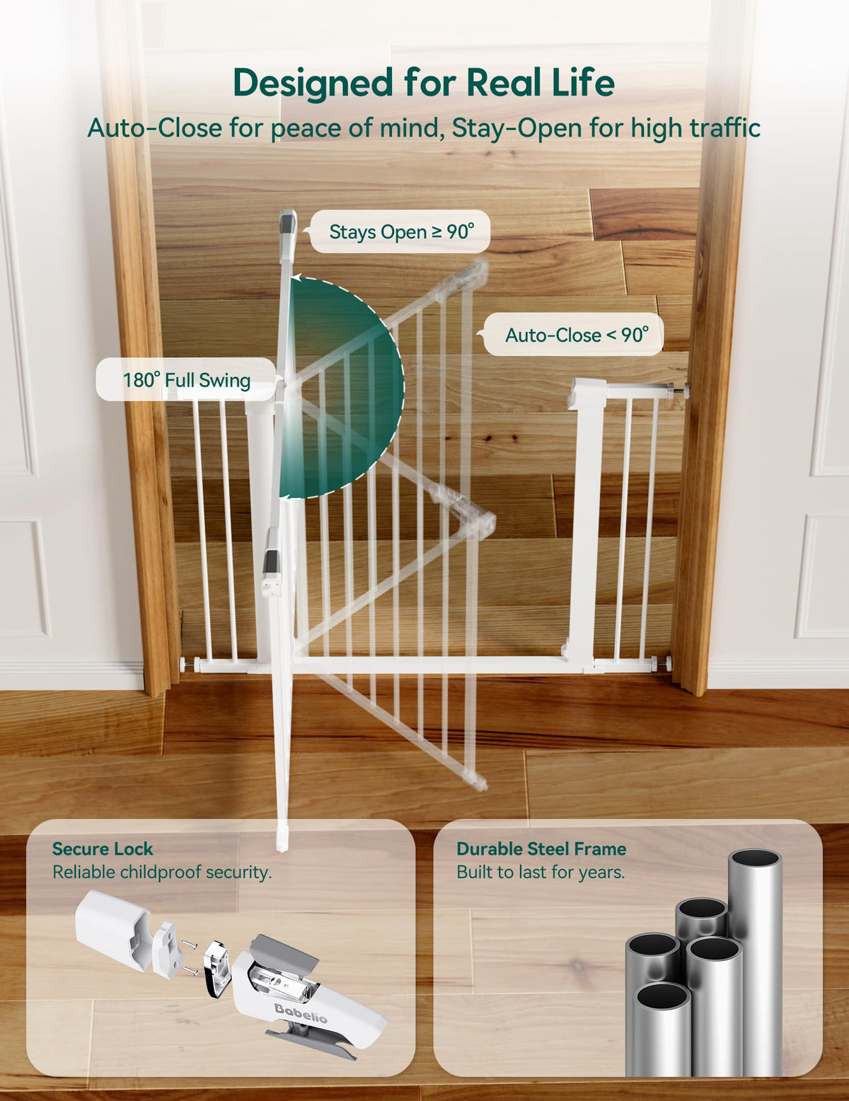 29 55" Extra Wide Baby Gate (White / 36" Tall, 29-55" Wide)