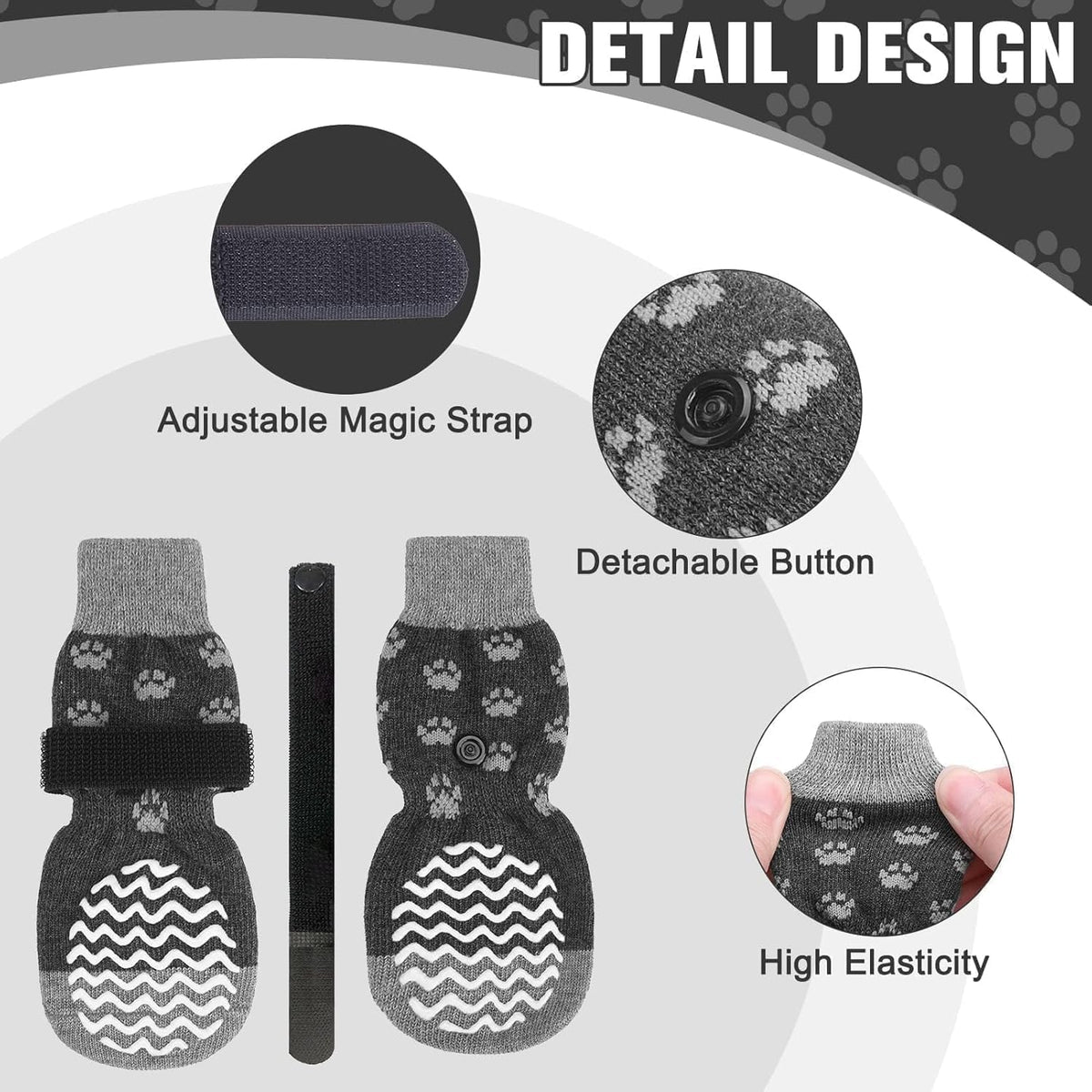 Anti Slip Dog Socks to Prevent Licking Paws for Hot Pavement (Grey / XX-Large)