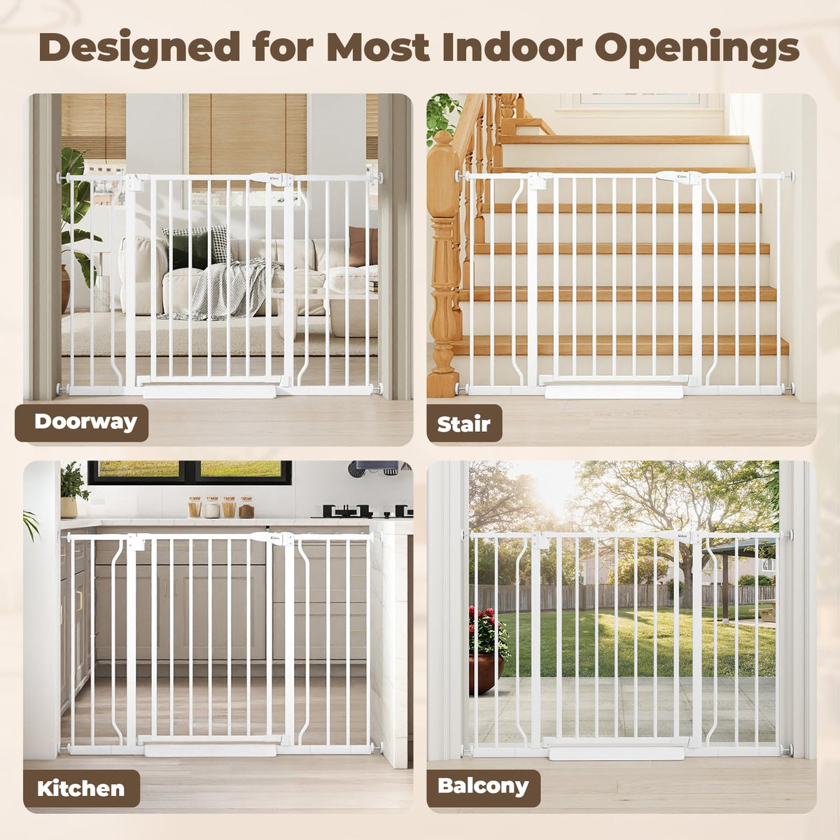 29" 45" Baby Gate for Stairs & Doorways (White / 29-45"Wide, 30"Tall)