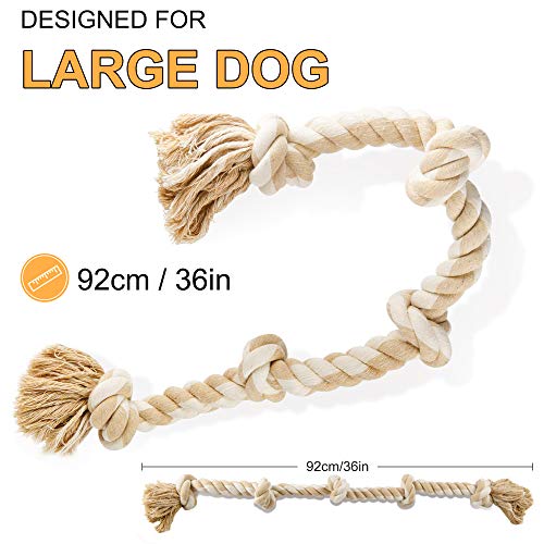 Dog Rope Toys for Aggressive Chewers (White-5 knots / Large)