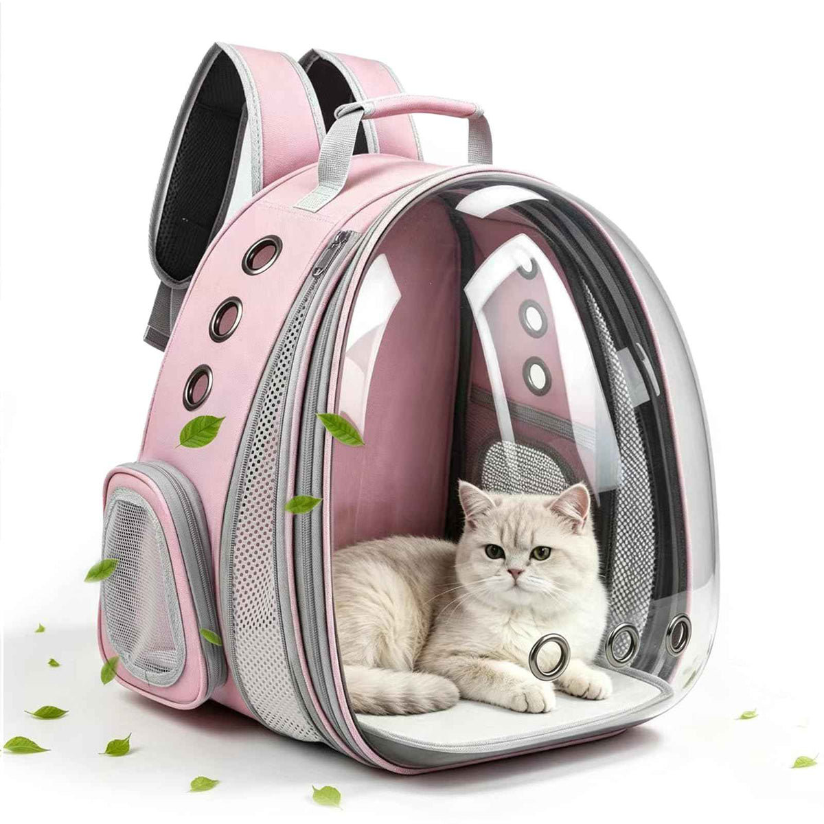 Expandable Pet Backpack 14"×15"×16.5" Cats Dogs Carrier Bag (Pink / 14.0"L x 15.0"W x 16.5"H)