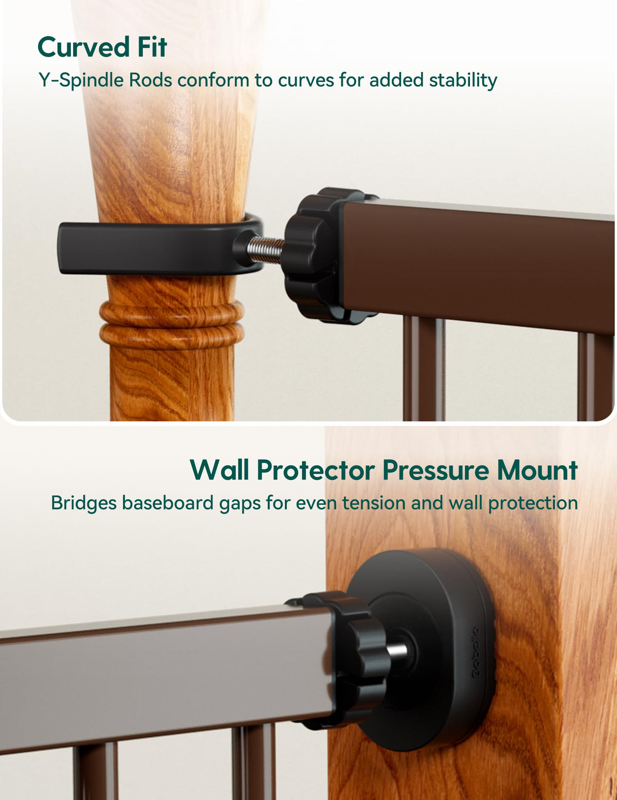 29 48 in Baby Gate for Stairs No Drilling (Brown / 30"Tall 29"-48" Wide)
