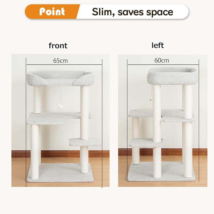 37.5" Cat Tree Tower for Large & Senior Cats (Light Grey 37.4'')