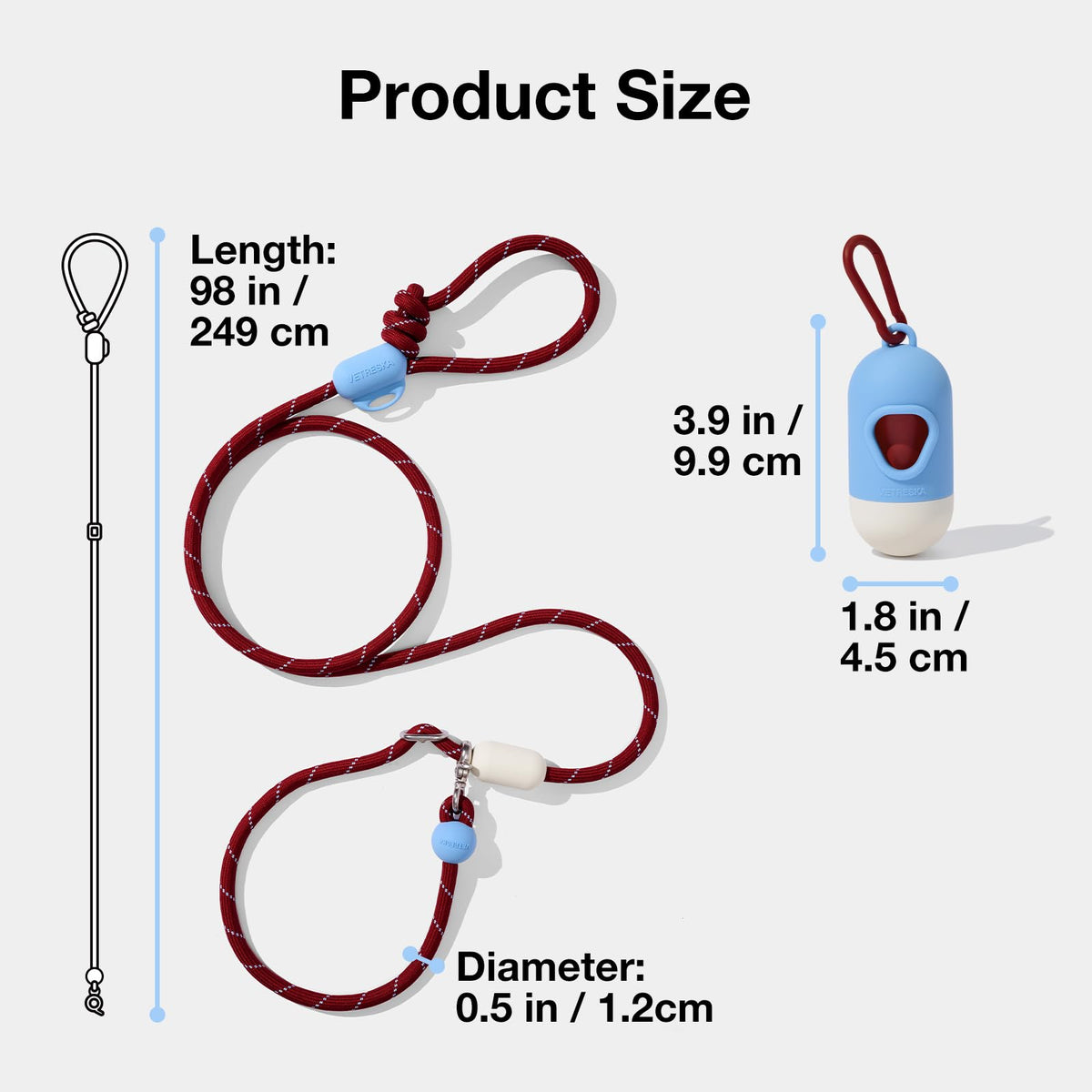 Hands Free Dog Leash (Mist&Merlot Red)