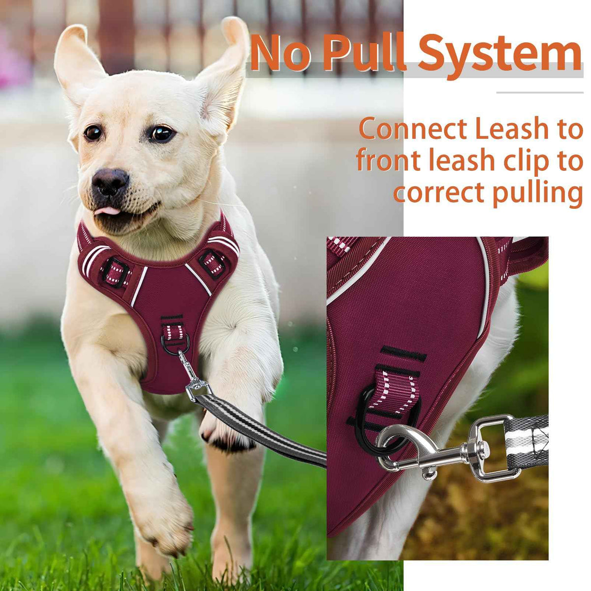 Dog Harness for Small Dogs No Pull Dog Vest Harness for Small Dog with Soft Padded Handle Reflective for Outdoor Training (S / Burgundy Red)