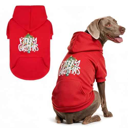 Christmas Dog Hoodie for Medium Large Dogs (Christmas Red / X-Large)