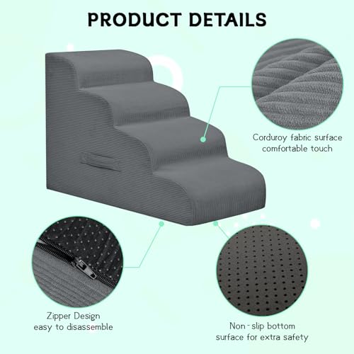 2 Step Dog Stairs Pet Ramp for High Beds (Gray / 2-Step 11.8"H)