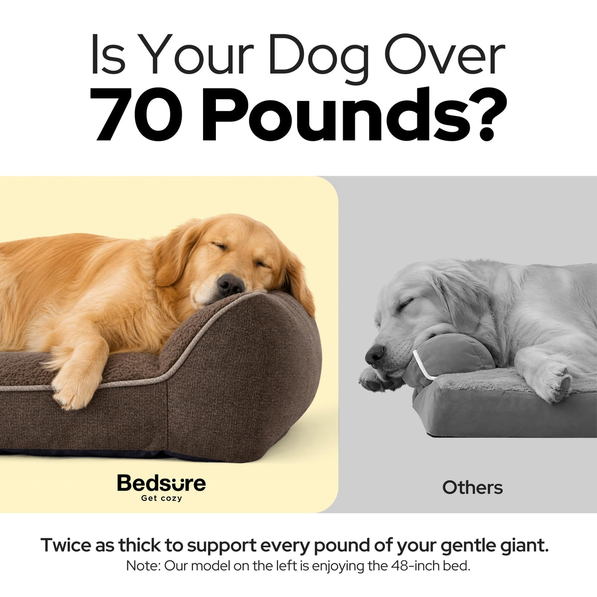 SupportMax® Self Warming Orthopedic Dog Beds Large Sized Dog XL Pro (Self Warming Brown / 45"l X 32"w X 9.5"th)