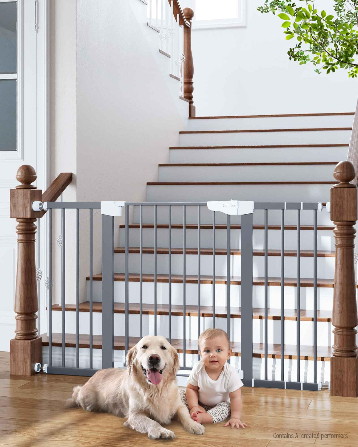 29.7 54.2" Wide Baby Gate (Gray / 29.7"-54.2" W x 30.5" H)